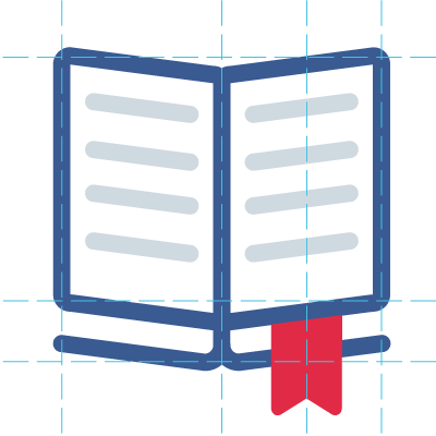 Les icones ont été créées sur-mesure. icone Book