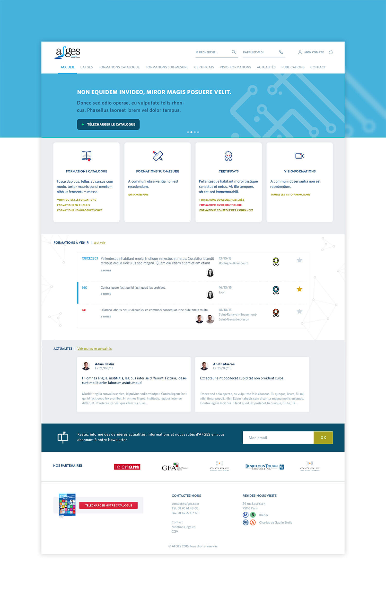 Présentation de la page d'accueil du nouveau site internet d' AFGES