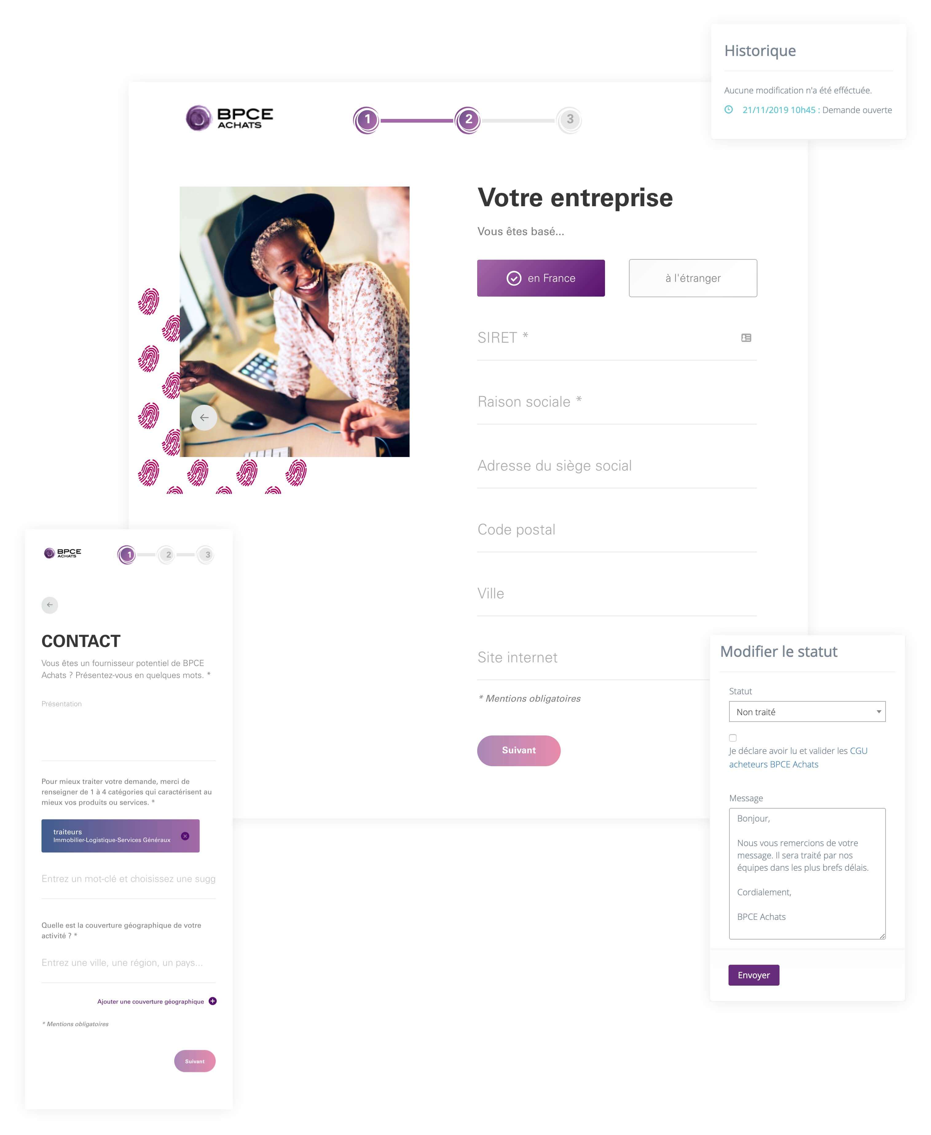 composants lié à la demande de contact fournisseurs du site internet de BPCE Achats
