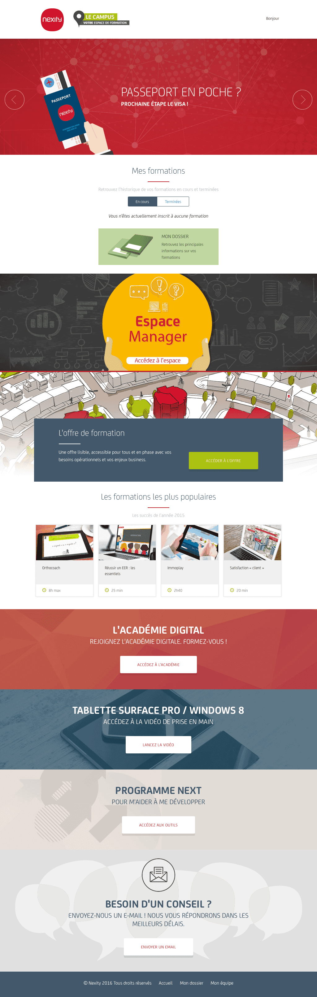 Page d'accueil de la plate-forme