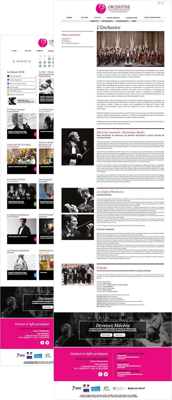 Maquettes graphiques du site internet L'Orchestre de massy Maquettes graphiques du website de l'Orchestre de massy